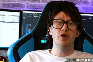 Nerd gets his big cock sucked and fucked hard