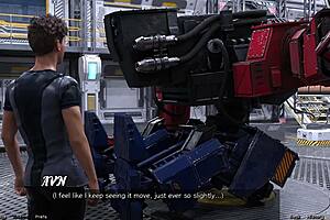 Half robotic beauty in a zero gravity environment in a cartoon porn game