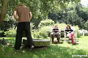 Femdom BDSM with a submissive gardener and two sadistic women in high definition