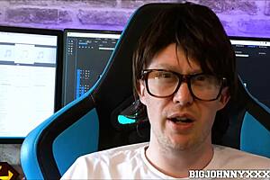 Nerd gets his big cock sucked and fucked hard