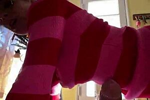 Gay blowjob and cowgirl action under the Christmas tree