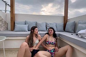Hot hotel action with amateur teens and lesbians