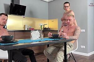 Young slut gets humiliated and fucked in threesome action
