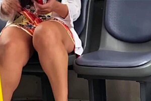 18-year-old stepdaughter shows her body on the bus