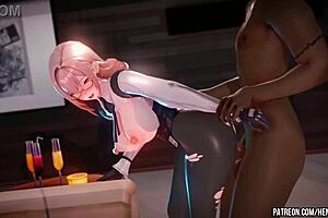 Big boobed student gets her first anal in this animated porn video