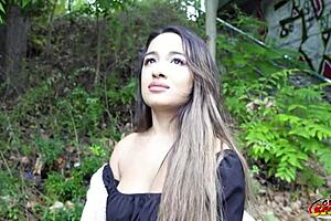 Tiny Latina midget gets mad during big dick casting