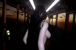 3D animated Asian woman gets naughty on the bus
