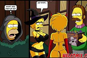 Halloween night with Simpsons porn in the style of Simptoons