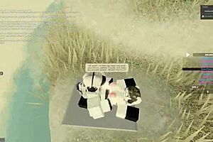 Big tits and deepthroat in a Roblox porn game