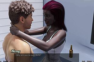3D animated game with a black MILF in space