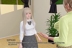 Beautiful anime girlfriend undressing in 3D cartoon