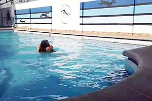 Chubby housewife gets fucked in public pool by amateur