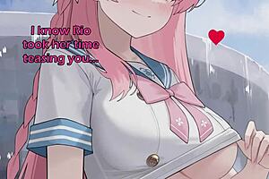 Experience Hanako's edging challenge in this Hentai game