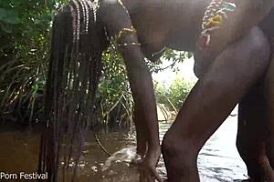 Skinny Zulu beauty gets fucked while bathing in river