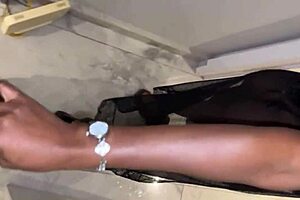 Skinny blonde gets a facial in the elevator