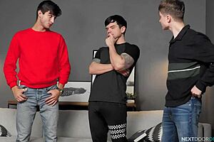 Muscular studs help a hot couple with Valentine's desires