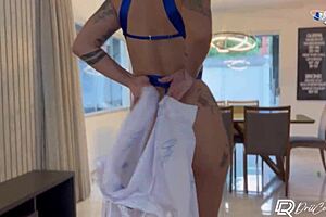 Brunette beauty Drii Lamb gets some ink and goes wild in different positions