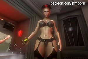 Beautiful MILF in latex, mistress with an incredible cock, 3D VR experience