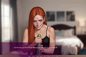 3D animated blowjob and bukkake action with a hot redhead