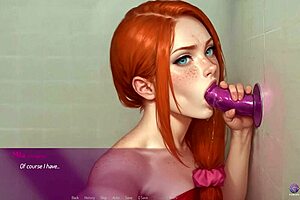 3D animated blowjob and bukkake action with a hot redhead
