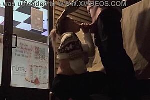 Public bar slut gets caught in extreme outdoor action