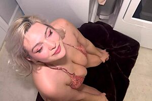 College stepsister’s deepthroat and big cock experience in the laundry room