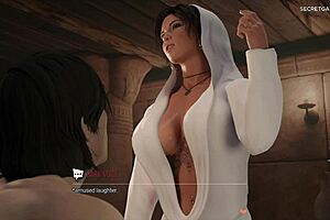 3D adult game with Lara Croft getting a happy ending