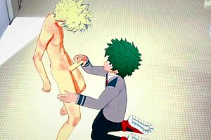 Gay manga featuring Midoriya and Bakugou in steamy threesome