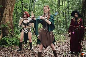 Beautiful cosplay babe enjoys big dick and ass worshiping