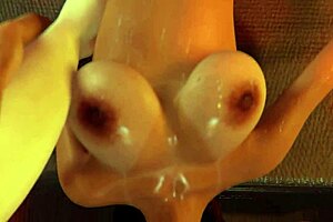 Big-boobed brunette teen gets cum in mouth in 3D game