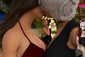 Beautiful babes enjoy outdoor sex in this cartoon porn video