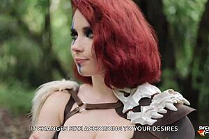 Beautiful cosplay babe enjoys big dick and ass worshiping