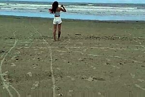 Redhead caught masturbating in public and punished hard