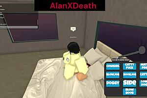 Beautiful game of Roblox, great sucking and playing with the boobs and pussy