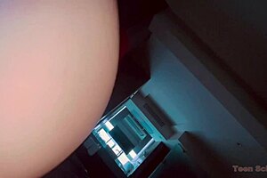 Young and petite stepdaughter gets loud and wild orgasm