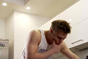 Stuck in the kitchen and fucked by neighbor's monster cock