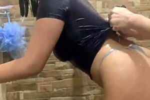 Beautiful young woman has hot bathroom sex with her friend