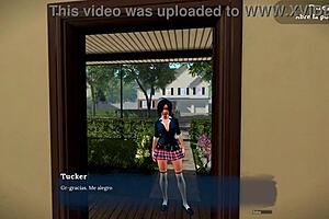 A sexy neighbor’s encounter in a porn game