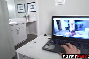 Stepmother seduces stepson and performs oral sex on him after catching him pleasuring himself