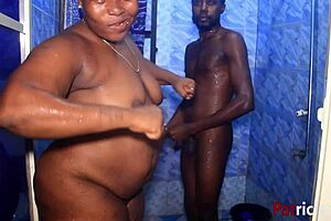 Close up and hardcore shower scene with BBW Patricia and a big cock man