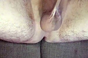Solo pleasure with an uncut cock