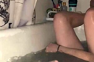 Skinny housewife gets a hot shower and a hard cock in this group sex scene