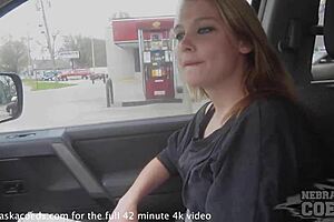 Nervous teen flaunts fresh pussy in public for first time