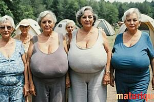 Hooters girls in fantasy costumes as grannies and MILFS