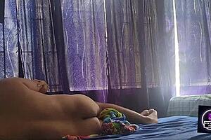 A steamy barefoot sex scene in the bedroom with a curvaceous girl