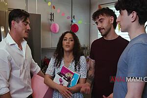 Step mom gets gang banged on her birthday anal