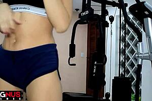 Amateur couple almost gets caught having sex in the gym
