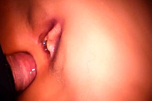 Double penetration action with a hairless babe