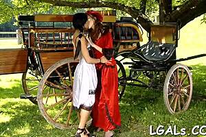 Three sexy lesbian babes in hot hardcore action