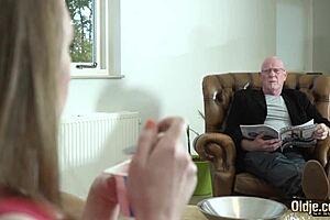 Hot milf gets her pussy pounded by old man